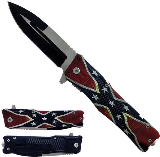 Falcon Linerlock Flag Knife - Assisted Opening With Glass Breaker And Two Tone Blade by Falcon