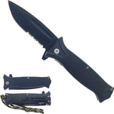 Falcon Linerlock AO Assisted Opening Knife Black KS5568BK - Partially Serrated 3 Inch Blade by Falcon