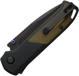 Flytanium Arcade Shark Lock Ultem FLY-1252 - S35VN Black DLC Blade Amber Ultem Inlay Bugout Thumb Stud Compatible by Flytanium