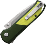 Flytanium Arcade Shark-Lock - Green Anodized Aluminum Handle With Yellow G10 Inlay S35VN Blade by Flytanium
