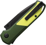 Flytanium Arcade Shark-Lock Green Yellow - DLC Coated S35VN Blade With Green Aluminum Handle And Yellow G10 Inlays by Flytanium