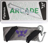 Flytanium Arcade Shark-Lock Gray FLY-1255 - S35VN Blade, Gray Aluminum Handle, Green Micarta Inlay by Flytanium