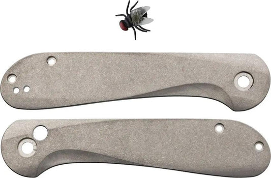Flytanium Button Lock Elementum Ti SW FLY-1257SW - Stonewash Titanium Construction with Tip-Up Pocket Clip Holes by Flytanium