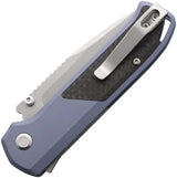 Flytanium Arcade Shark-Lock Blue CF Fly-1307 - Carbon Fiber Inlay On Slate Blue Aluminum Handle With S35VN Blade by Flytanium