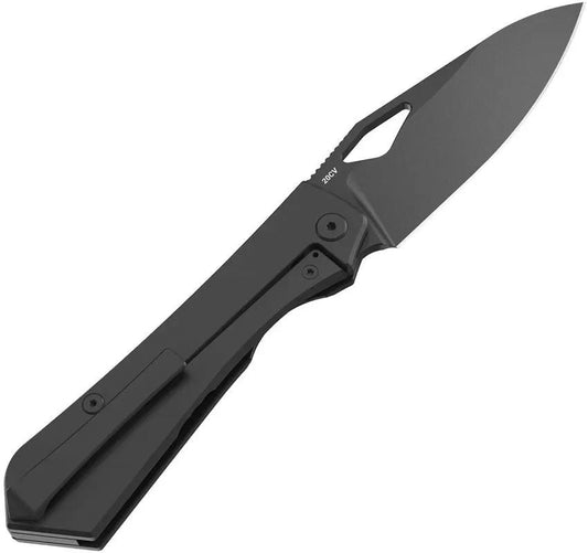 Flytanium Theory Framelock - Black DLC CPM-20CV Drop Point Blade With Titanium Handle by Flytanium
