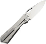 Flytanium Theory Framelock Satin FLY-1481S - CPM-20CV Satin Drop Point Blade With Gray Titanium Handle by Flytanium