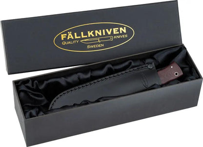Fallkniven Hunter's Knife Maroon Micarta CPM 3V Steel Full Tang Rugged For Outdoorsmen Lanyard Hole Leather Sheath by Fallkniven