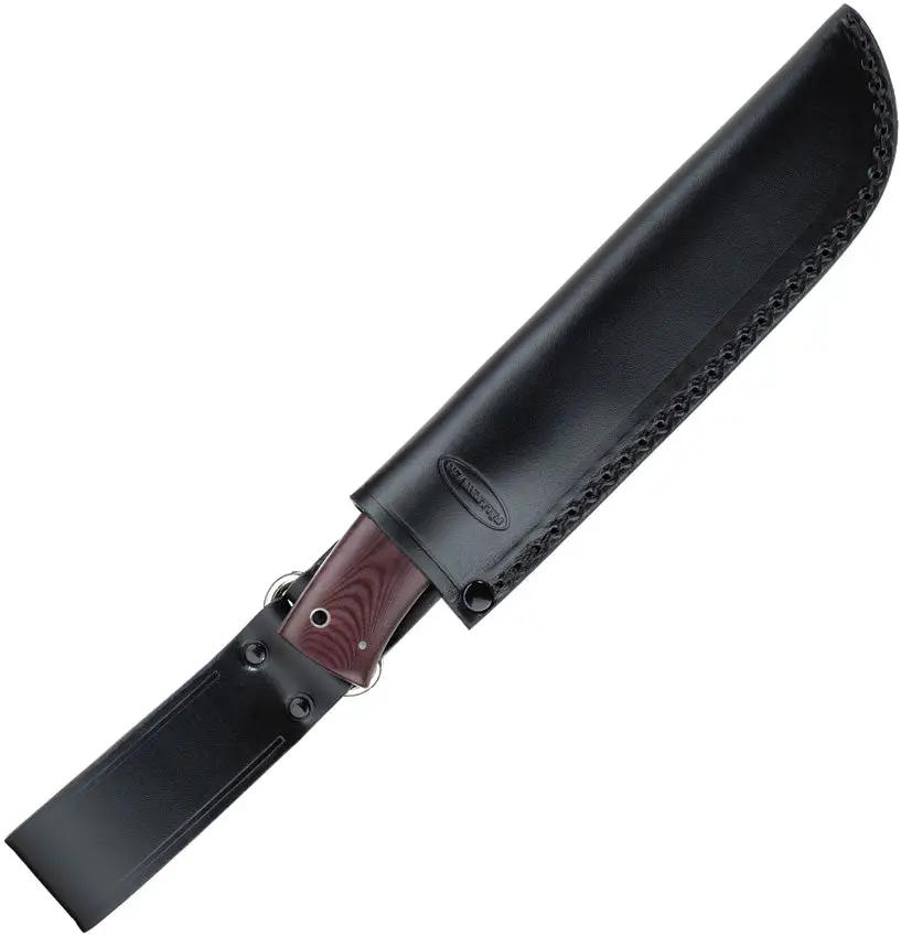 Fallkniven Hunter's Knife Maroon Micarta CPM 3V Steel Full Tang Rugged For Outdoorsmen Lanyard Hole Leather Sheath by Fallkniven