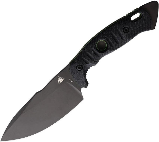 Fobos Knives Alaris Fixed Blade Black/Grn ALARIS-3V-MBL/GRN-PVD by Fobos Knives
