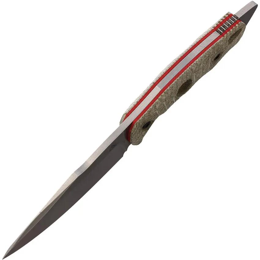Fobos Knives Alaris Fixed Blade Knife - CPM-3V Steel With Green Micarta Handle And Red Liners by Fobos Knives