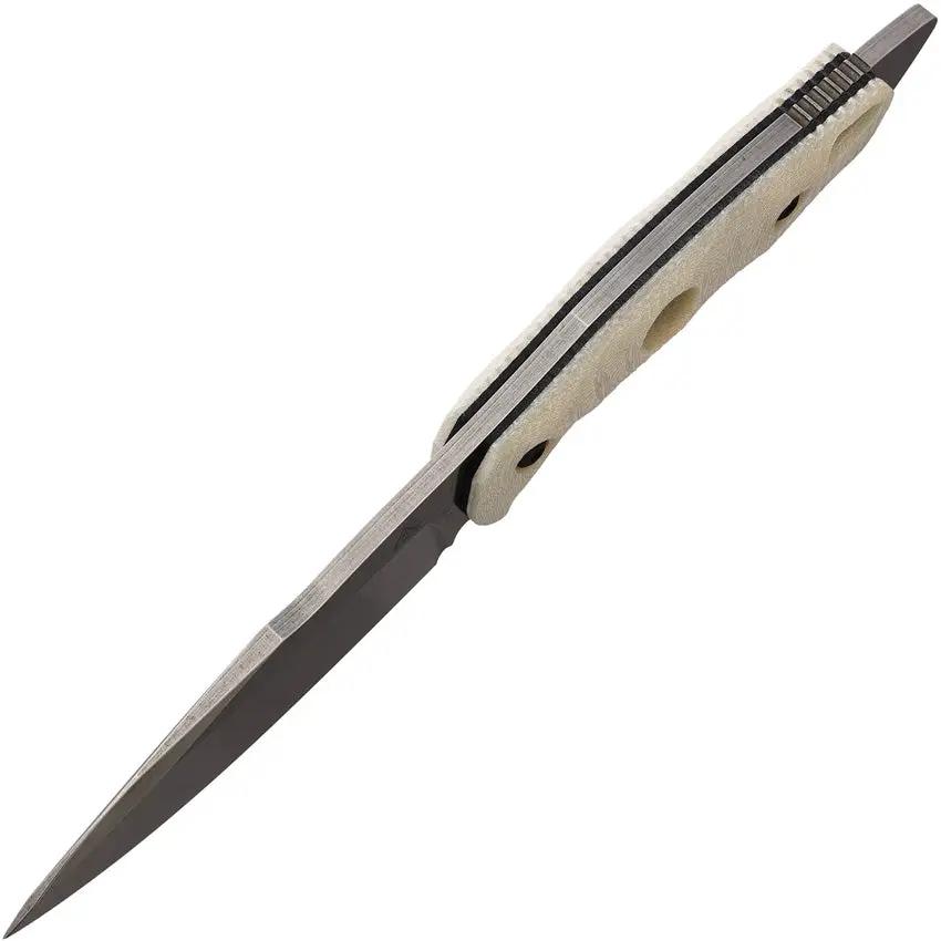 Fobos Knives Alaris Fixed Blade Ivr/Blk - CPM-3V Carbon Steel, 5in Blade, Ivory Paper Micarta Handle, Full Tang by Fobos Knives