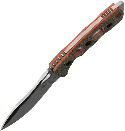 Fobos Knives Tier 1 Mini Mini OD Tactical Knife - CPM 154 Blade With Skeletonized Micarta Handle And Orange Liners by Fobos Knives