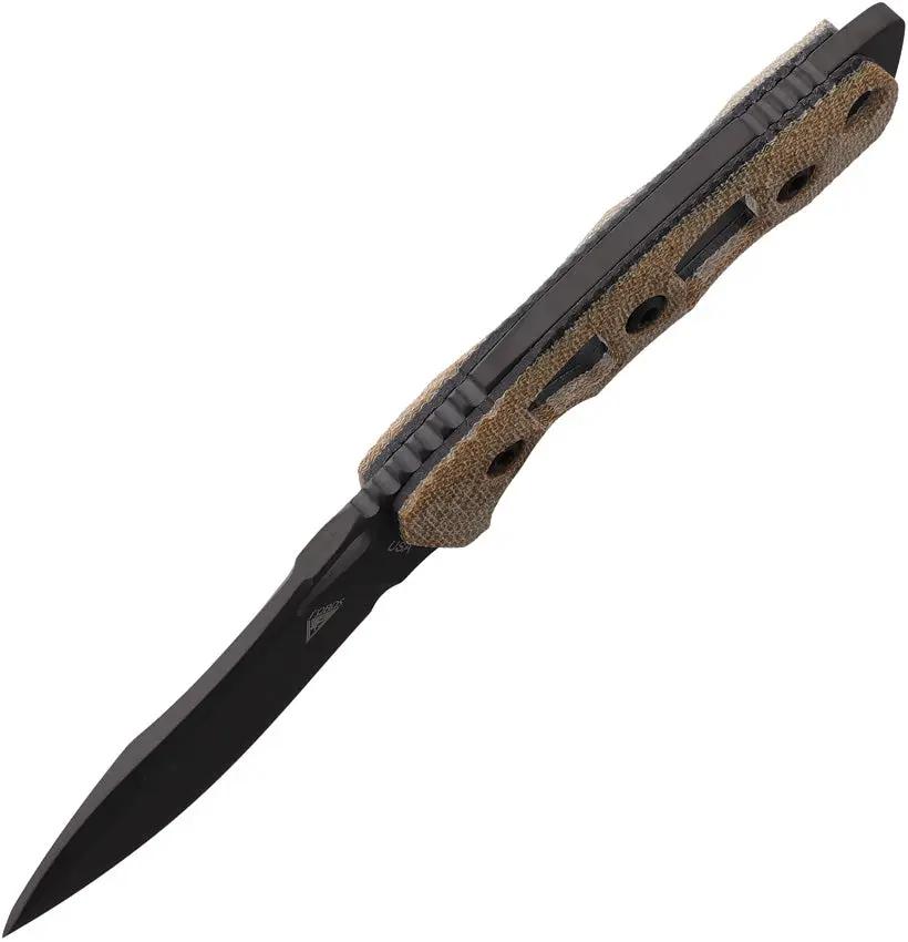 Fobos Knives Tier 1 Mini PVD Camo - 8-Inch Overall, 3.75-Inch Black PVD Blade, Skeletonized Micarta Handle by Fobos Knives