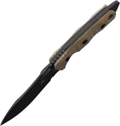 Fobos Knives Tier 1 Mini - Black PVD Coated CPM 154 Blade With Natural Canvas Micarta Handle by Fobos Knives