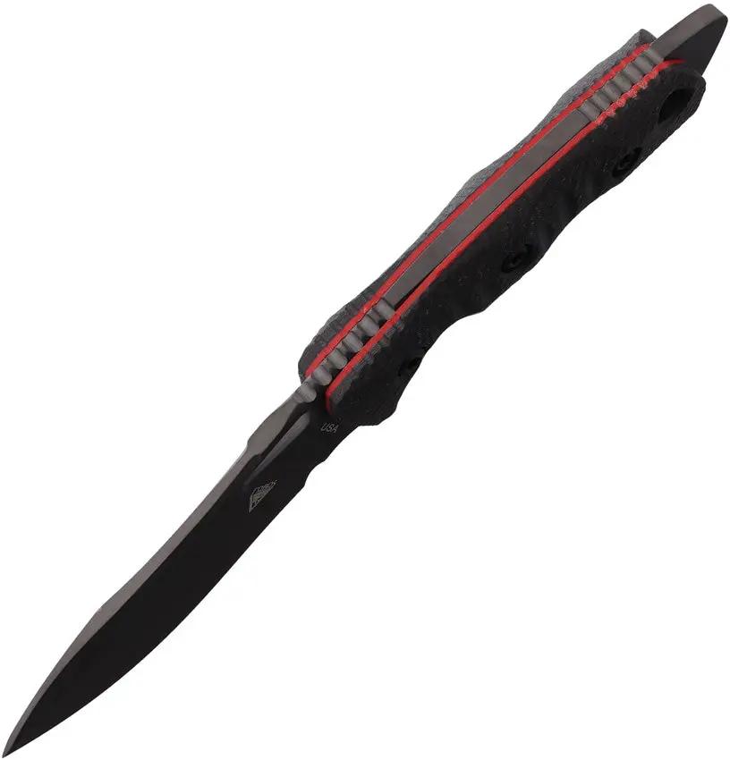 Fobos Knives Tier 1 Mini PVD CF - Carbon Fiber Handle With Red Liners And PVD Coated CPM-154 Blade by Fobos Knives