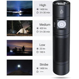 4Tool ED10 Flashlight Rechargeable 1400 Lumens High Beam Waterproof Aluminum Outdoor Enthusiasts by 4Tool