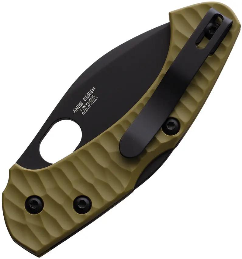 Fox Zero 2.0 Lockback OD Folding Knife - Top Shield Coated 2.75in Becut Blade OD Green FRN Handle by Fox