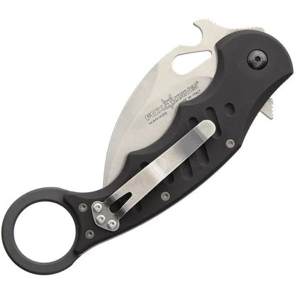 Fox Karambit Black Stonewashed 478 B-SW - N690Co Blade With Thumb Slot Extended Tang And Finger Ring by Fox