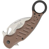Fox Karambit Dark Earth G-10 Stone 479 E-SW - Stonewashed N690Co Blade With Finger Ring by Fox