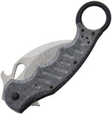 Fox Karambit Linerlock Black - 3in Bohler N690 Blade Black Linen Micarta Handle Extended Tang Pocket Clip Thumb Ring by Fox