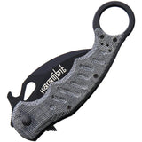 Fox Karambit Linerlock Black 479MIB - 3-Inch Bohler N690 Blade With Black Linen Micarta Handle And Thumb Ring by Fox