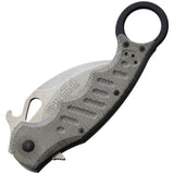 Fox Karambit Linerlock SW 479MISW - Bohler N690 Stainless Blade With Green Linen Micarta Handle Finger Ring Pocket Clip by Fox