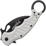 Fox Karambit Linerlock White G10 FX-479 W - 3 Inch Black Bohler N690 Blade With Finger Ring And Pocket Clip by Fox