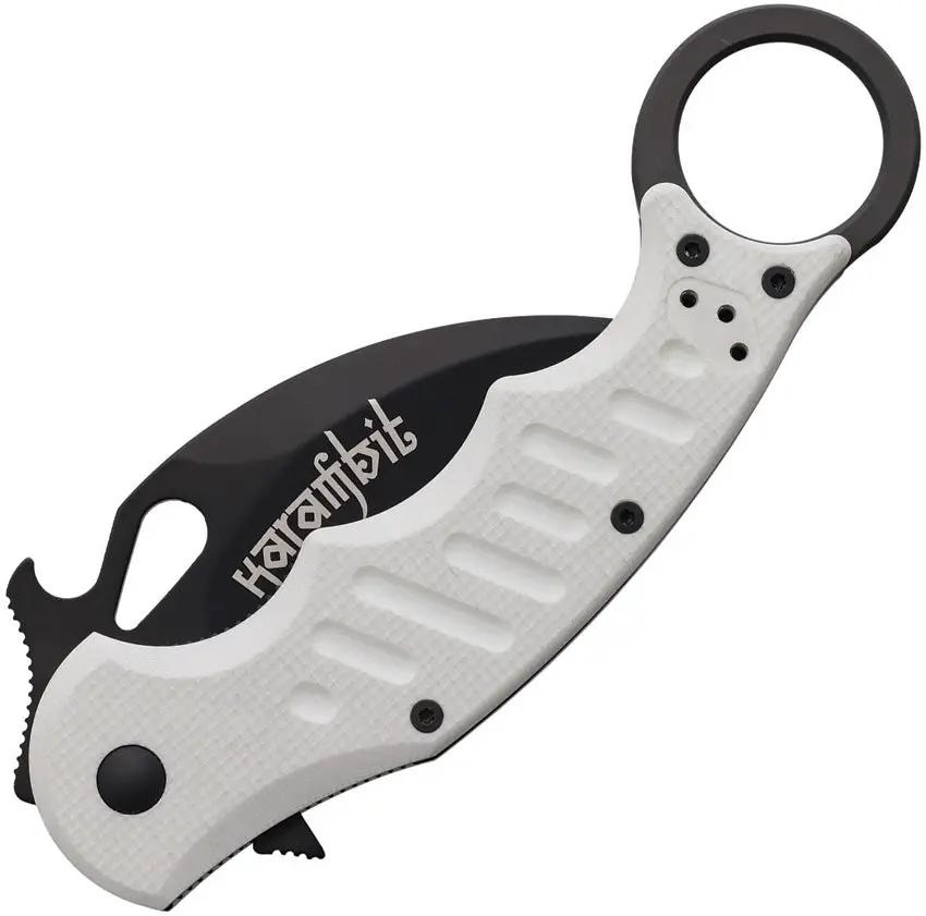 Fox Karambit Linerlock White G10 FX-479 W - 3 Inch Black Bohler N690 Blade With Finger Ring And Pocket Clip by Fox