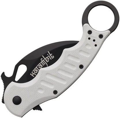Fox Karambit Linerlock White G10 FX-479 W - 3 Inch Black Bohler N690 Blade With Finger Ring And Pocket Clip by Fox