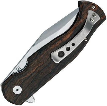 FOX Eastwood Tiger Linerlock - CPM S90V Blade With Zebra Wood Handle And Extended Tang by FOX