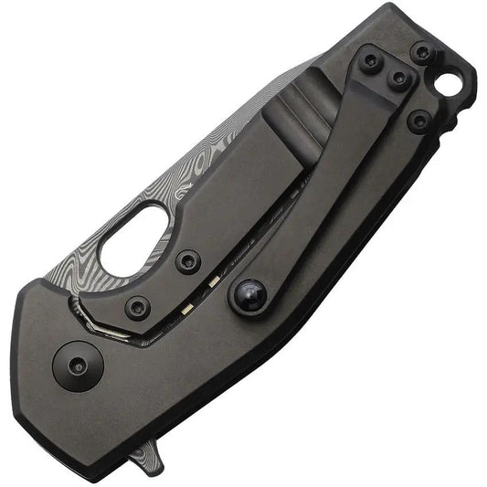 Fox Suru Framelock Dam Ti FX526DCF - Damascus Steel Blade, Carbon Fiber Handle, Titanium Back, Extended Tang by Fox