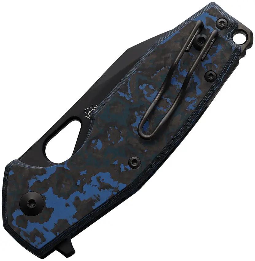 Fox Yaru Linerlock - Blue Fat Carbon Handle With CPM S90V Blade And Extended Tang by Fox