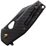 Fox Yaru Linerlock CF - 3 Inch Bohler M390 Blade, Carbon Fiber Handle, Thumb Pull, Extended Tang, Lanyard Hole by Fox