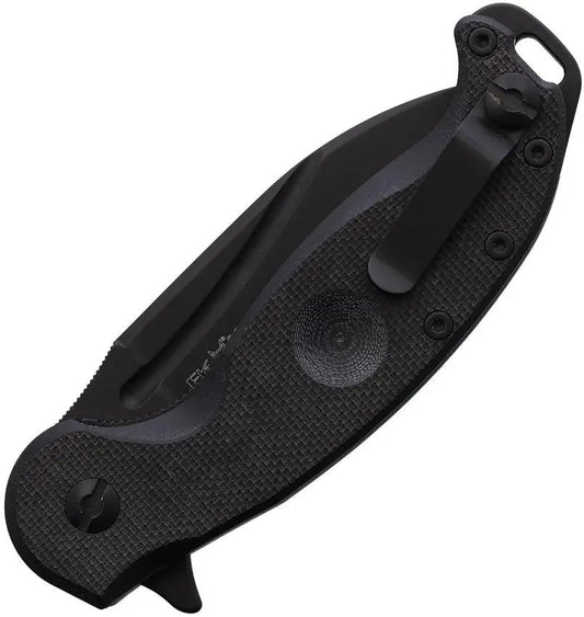 Fox Irves Linerlock Knife - Black PTFE Coated N690 Blade With G10 Handle Extended Tang Lanyard Hole Pocket Clip by Fox