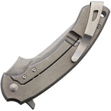 Fox Geco Framelock Micarta FX537SW - Green Canvas Micarta Handle With Stonewash N690 Blade Extended Tang by Fox