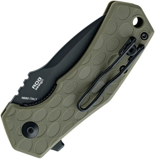 FOX Italicus Linerlock FX-540 OD - Durable N690 Steel, 2.5 Inch Drop Point Blade, OD Green FRN Handle by FOX