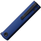Fox CHNOPS Linerlock Blue Aluminum Handle - Black PVD M390 Blade, Extended Tang, Pocket Clip by Fox