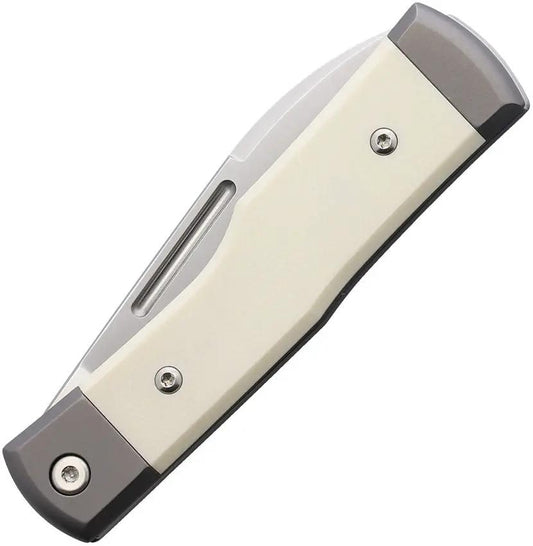 Fox Gunstock Barlow Bone Knife - 3.5 Inch Closed With Satin Bohler M390 Spear Blade And White Bone Handle by Fox