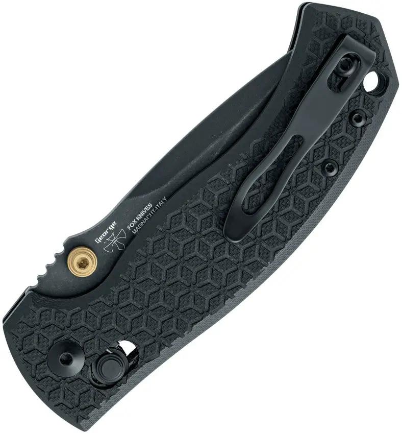 FOX Anzu Verso Lock Knife - MagnaCut Blade Black Aluminum Handle Les George Design by FOX
