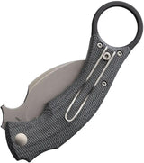 Fox Bastinelli BlackBird Karambit FX591MB - Bohler N690 Stainless Blade, Black Canvas Micarta, Finger Ring, Pocket Clip by Fox
