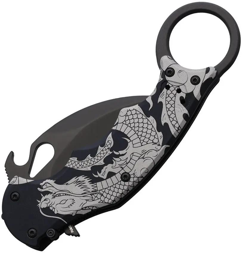 Fox Karambit Linerlock Dragon FX 599 ALB1 - 2.5in Black N690 Blade Dragon Artwork by FOX
