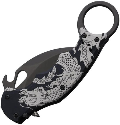 Fox Karambit Linerlock Dragon FX 599 ALB1 - 2.5in Black N690 Blade Dragon Artwork by FOX