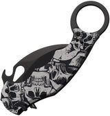 FOX Karambit Linerlock Skull FX 599 ALB-3 - Black N690 Blade, Skull Handle, Thumb Ring, Pocket Clip by FOX