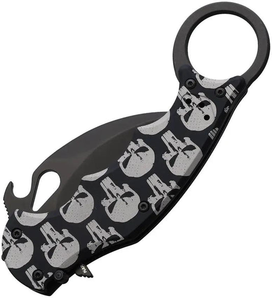FOX Karambit Linerlock Skull FX 599 ALB-5 - Blackened Bohler N690 Blade With Skull Handle by FOX