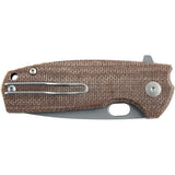 Fox Core Linerlock Brown Micarta - Bohler N690 Stonewashed Blade With Extended Tang And Thumb Pull by Fox