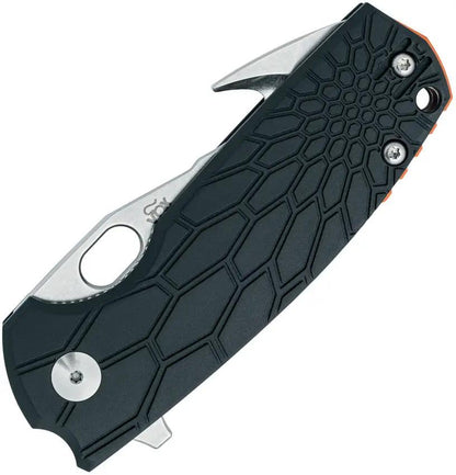 Fox Core Hunter Linerlock Black FX-624B - Stonewash Guthook Blade With FRN Handle And Lanyard Hole by Fox
