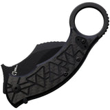 Fox Tribal K Karambit Linerlock - 2.25 Inch Black Oxide Bohler N690 Blade, Black G10 Handle With Carbon Fiber Onlay by Fox