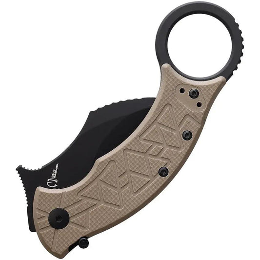 Fox Tribal K Karambit Linerlock FX802CT - Black PVD Bohler N690 Blade Coyote Tan G10 Handle by Fox