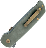 Fox ATCF Org Gangster Linerlock - MagnaCut 3.5 Inch Blade, Stonewash Finish, OD Green Canvas Micarta Handle by FOX