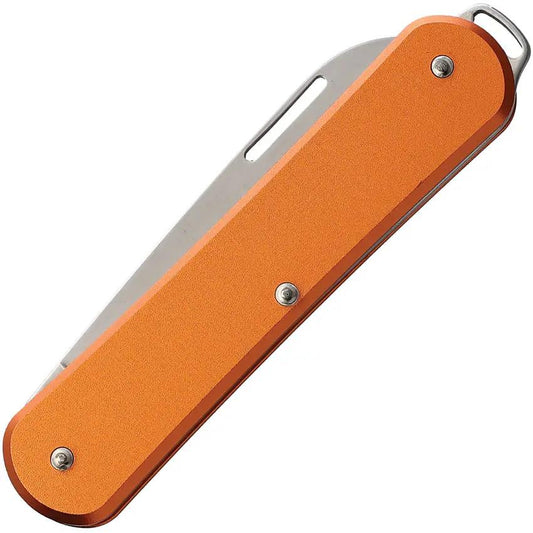 Fox Vulpis Folder - Orange Handle, 3 Inch Closed Bohler N690 Blade, Lanyard Hole by Fox
